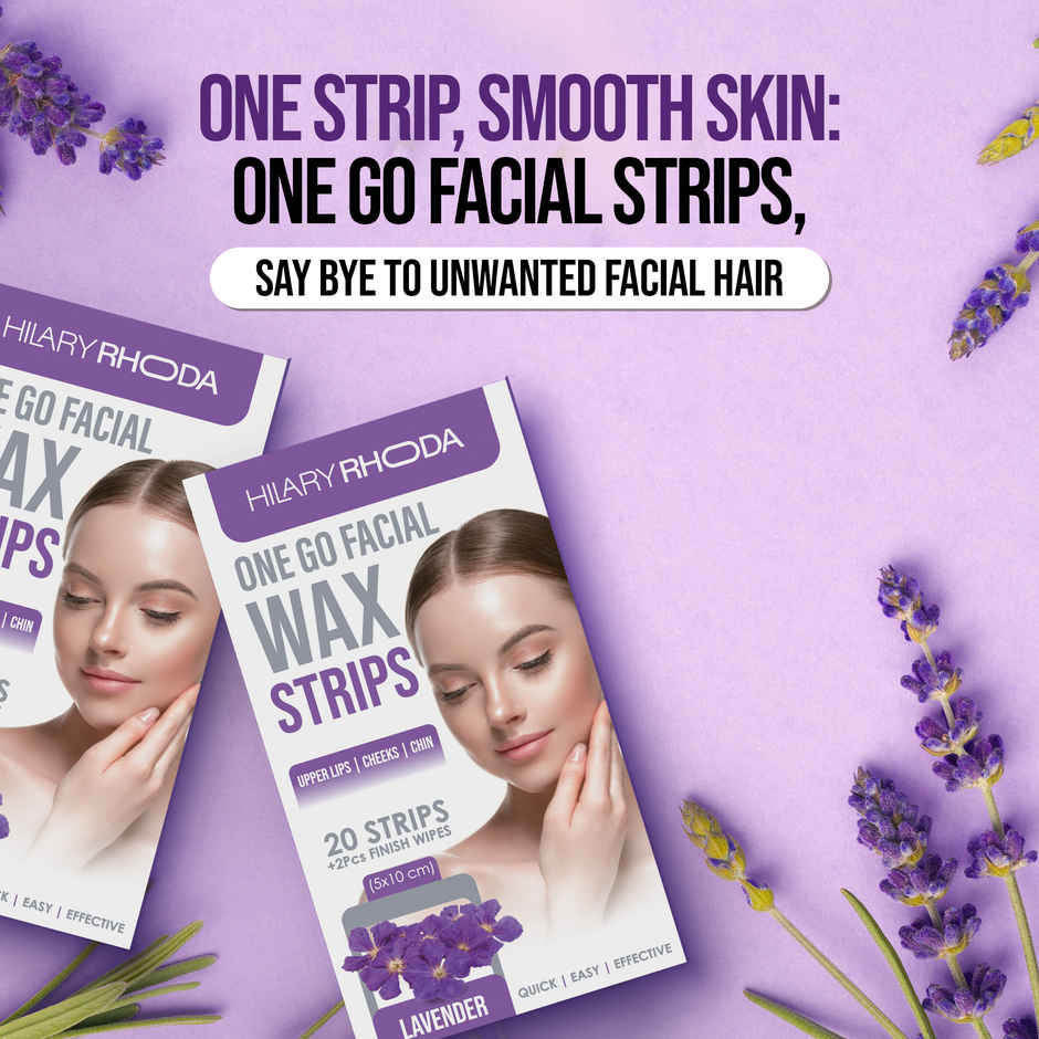 Hilary Rhoda One Go Facial Wax Strips | Ready-To-Use Facial Wax Strips | Lavender - Shade 02