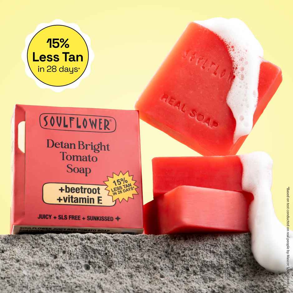Soulflower Tomato Soap for Tan Removal & Deep Moisturisation | Natural | 1 Pc