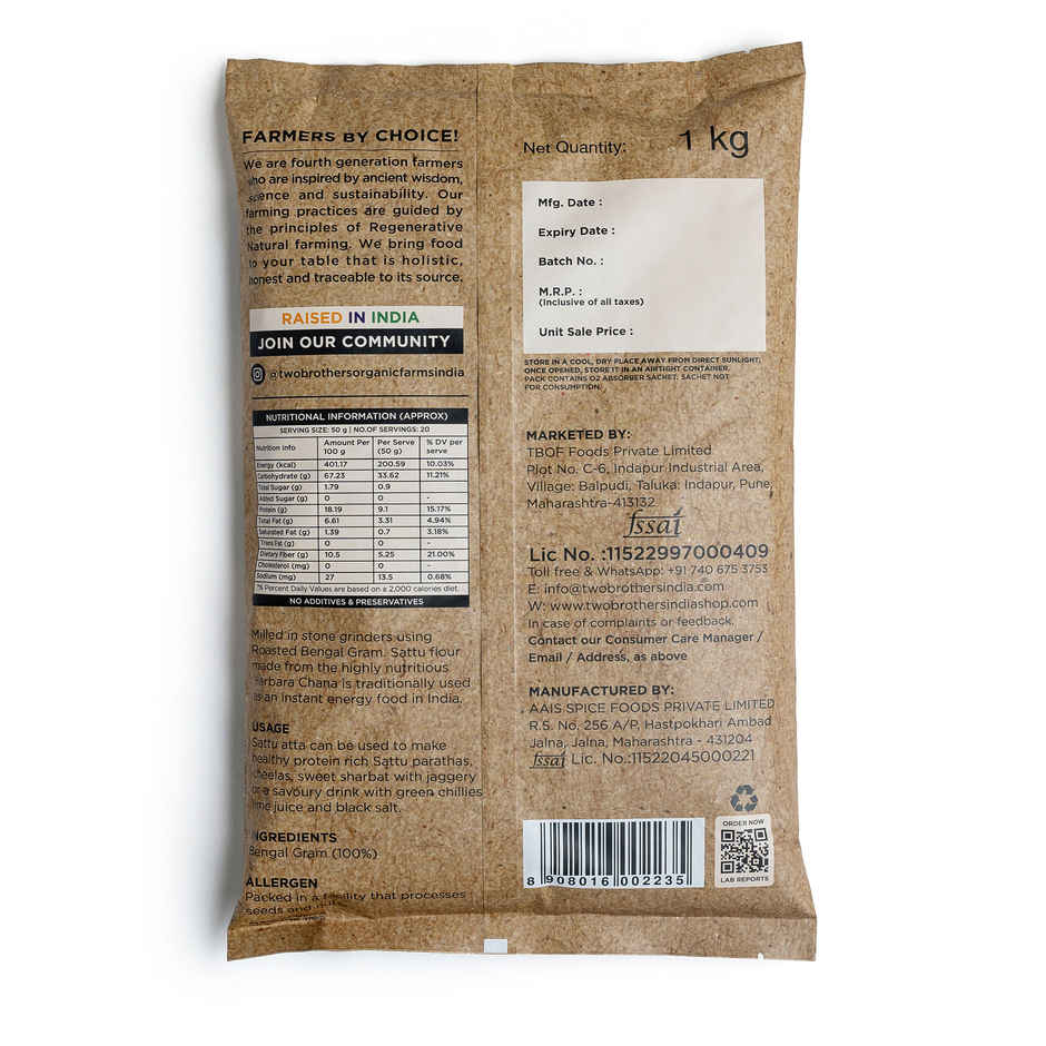 Two Brothers Sattu Atta Gluten Free, Non-Gmo, Stoneground