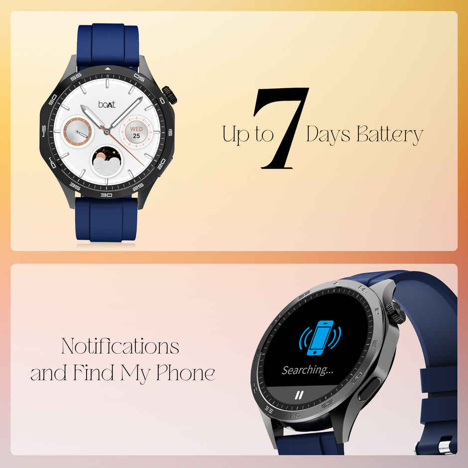 boAt Enigma Radiant Smartwatch | 1.43" AMOLED Display | Functional Crown - Deep Blue