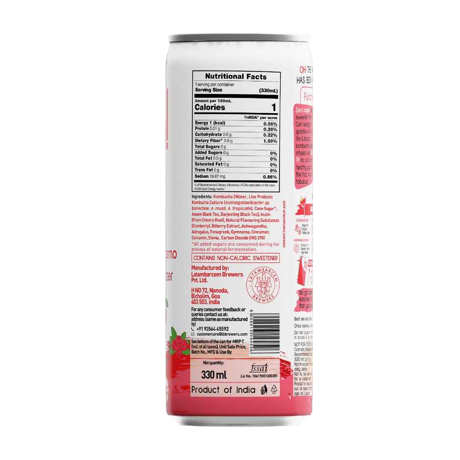 Borecha Cranberry Cosmo Seltzer Kombucha