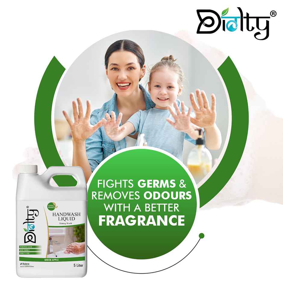 Diolty Hand Wash Protection From Germs Hand Wash Liquids Liquid Handwash (Green Apple) 5 l
