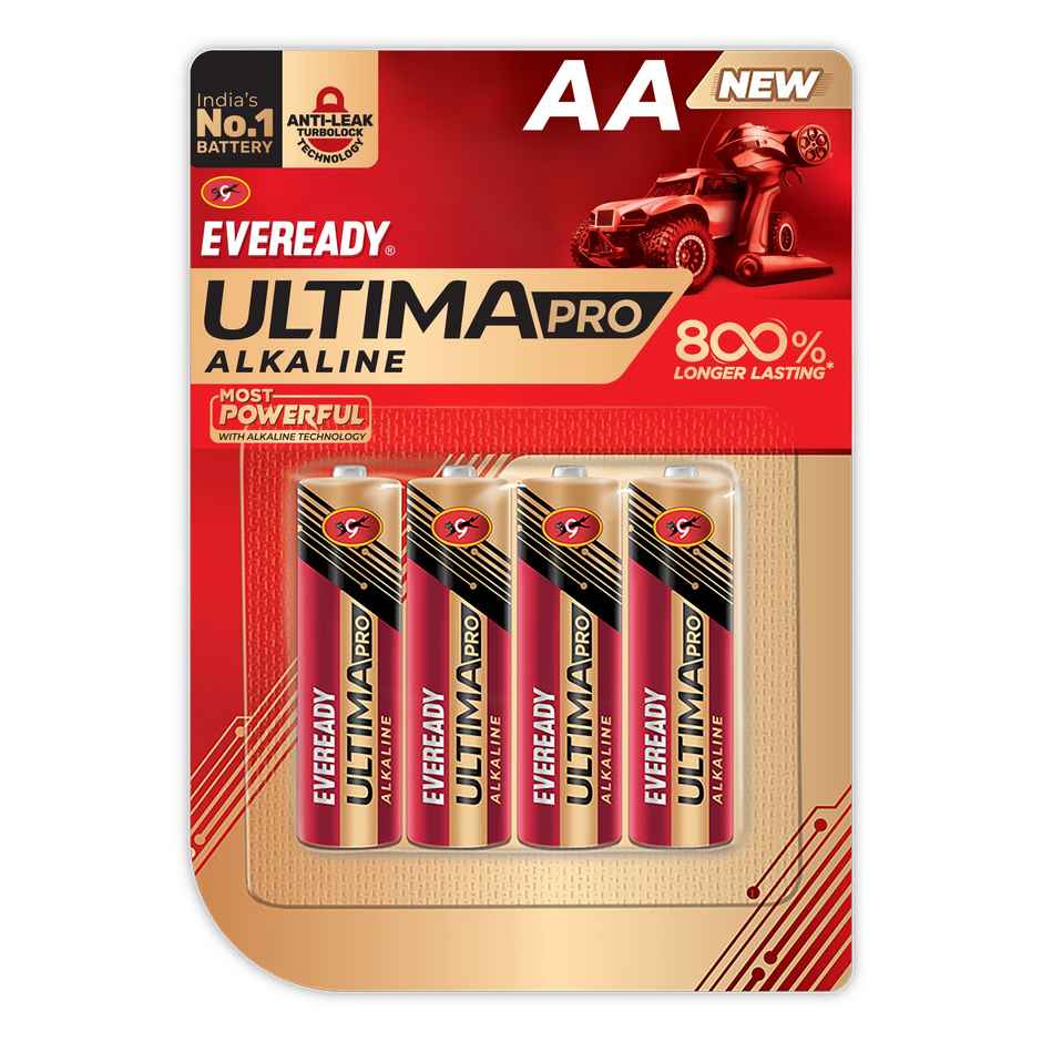 Eveready Ultima Pro Alkaline AA Battery | 800% Longer Lasting|Pack of 4