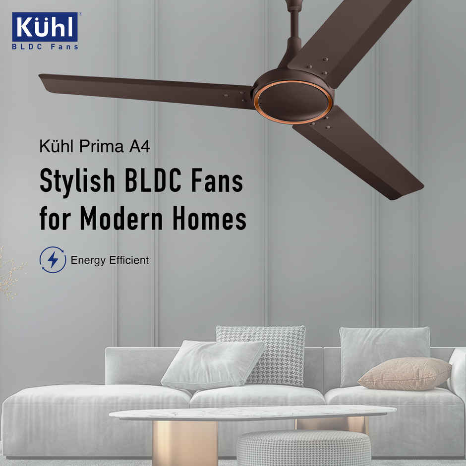 KUHL Prima A4 BLDC Ceiling Fan,1200mm,Remote Control,BEE 5 Star Rated & ISI Marked, Espresso Brown