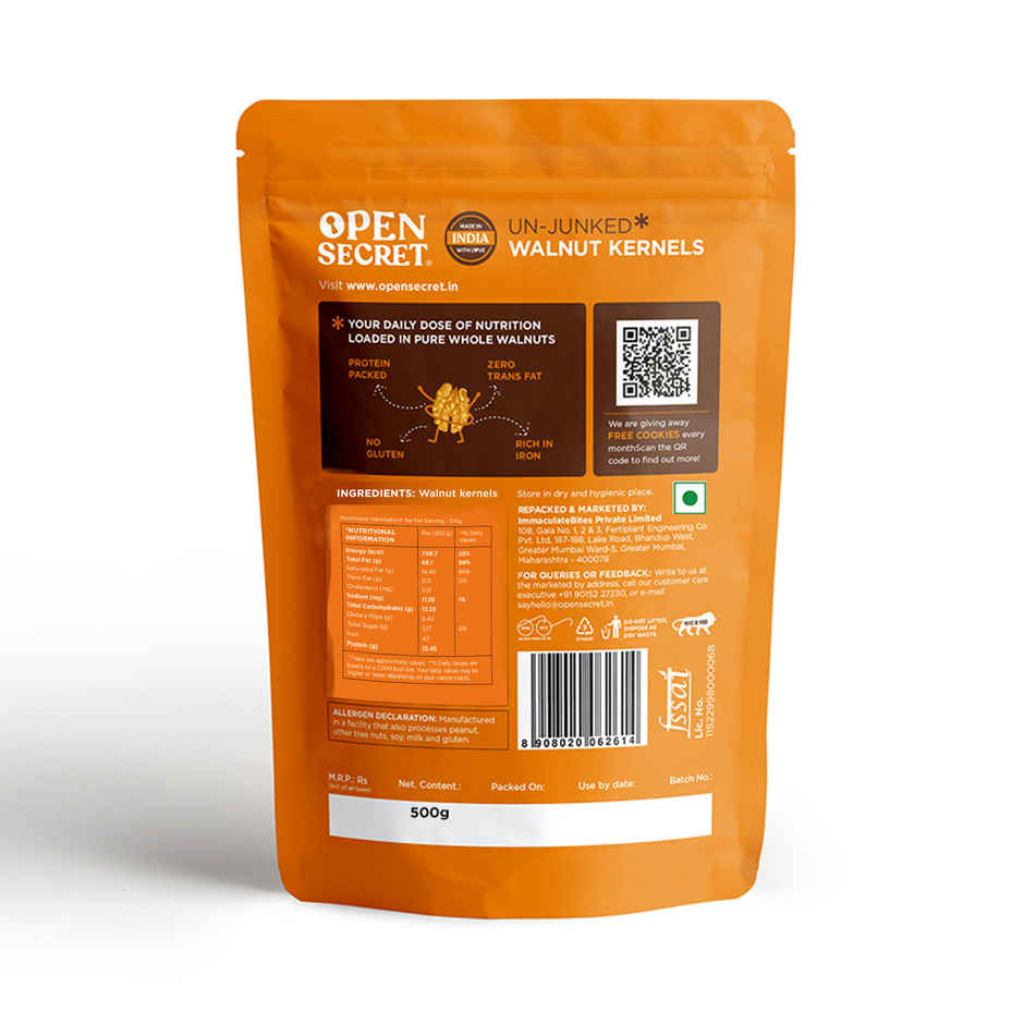 Open Secret Premium Walnut Kernel (Akhrot) -High Protein, Fasting Vrat Special, Healthy Snacking