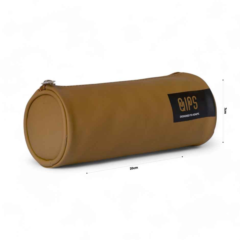 Qips Pu Coated Zip Closure Solid Pencil Bag | 06021D-Qips
