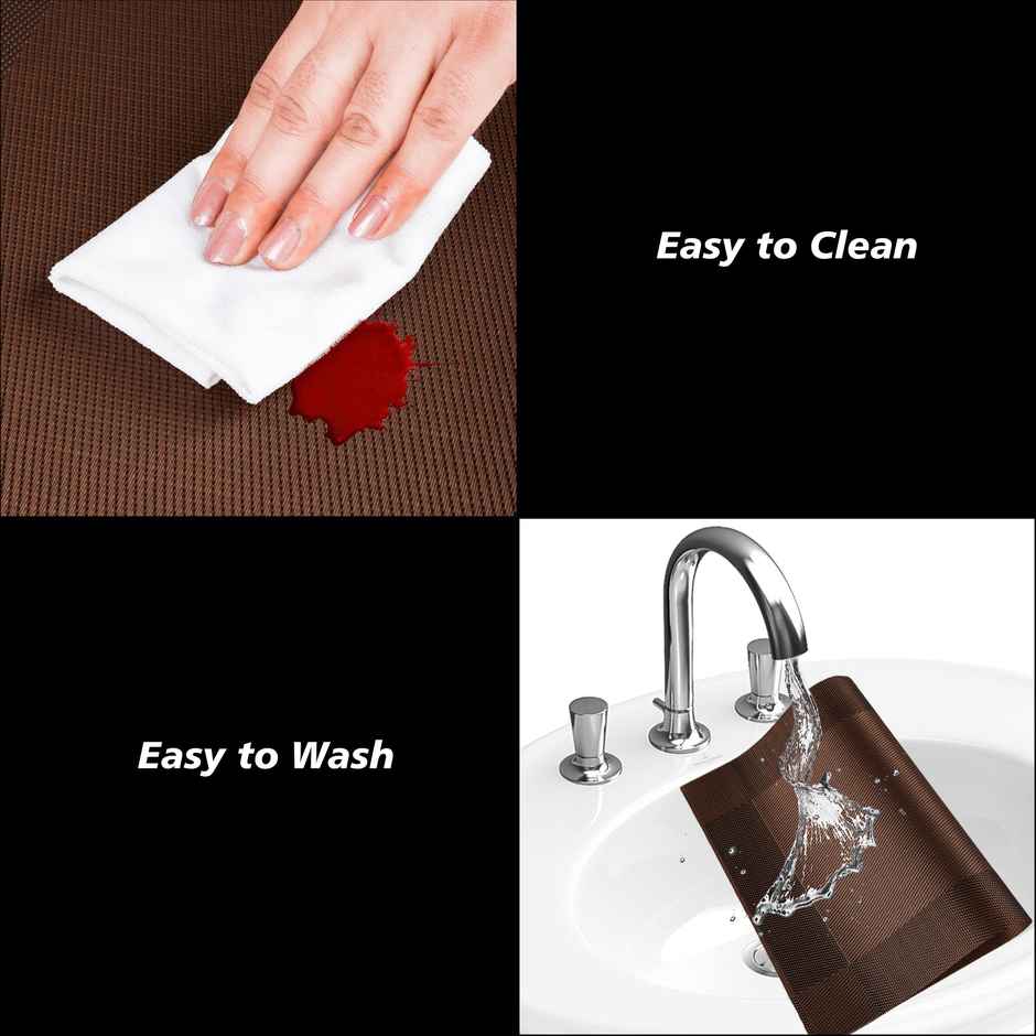 Kuber Industries Set of 6 Table Mats | 30x45 cm | Dining Table Placemats | Dark Brown Border