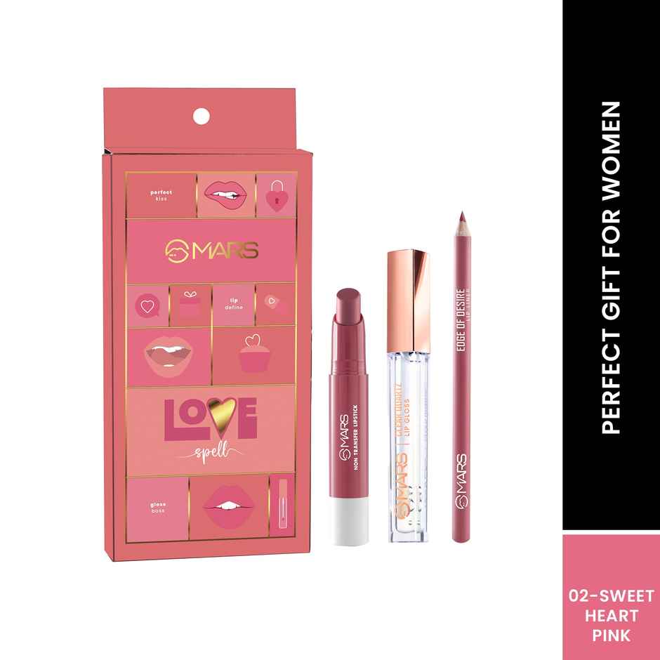 MARS Cosmetics Love Spell Lip Kit | a Combo of Super Stay Matte Lipstick | 02-sweet Heart Pink