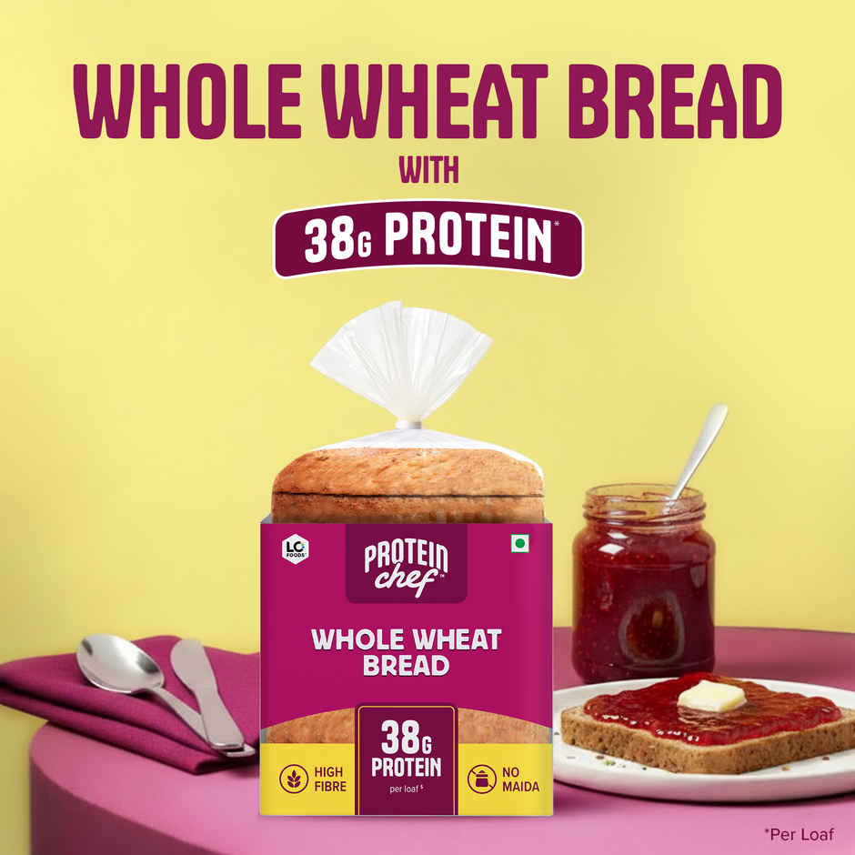Protein Chef 38g Protein Whole Wheat Bread, No Maida No Preservatives Premium Atta based