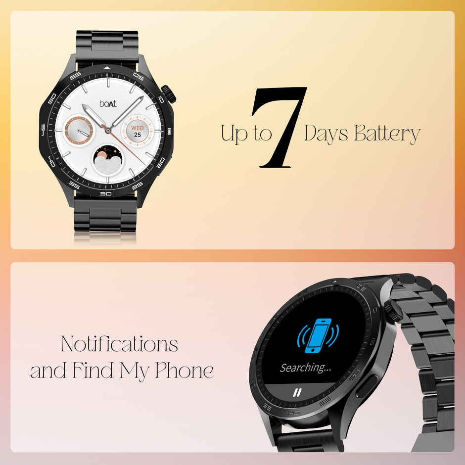 boAt Enigma Radiant Smartwatch | 1.43" AMOLED Display | Functional Crown - Metal Black