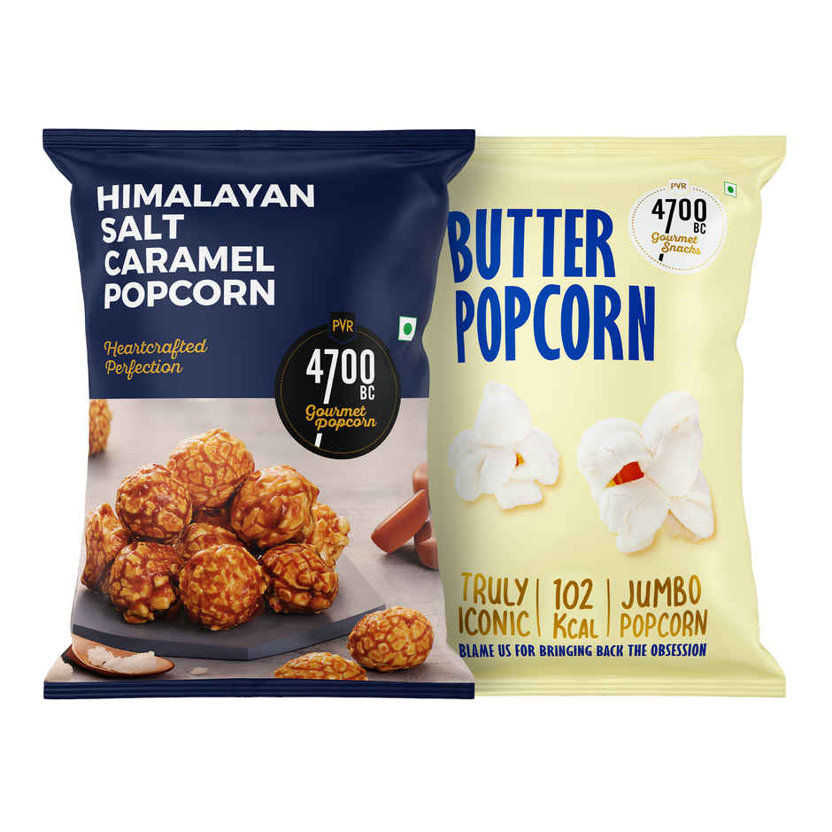 4700BC Himalayan Salt Caramel Popcorn, Pouch, and Butter Popcorn, Jumbo Pack