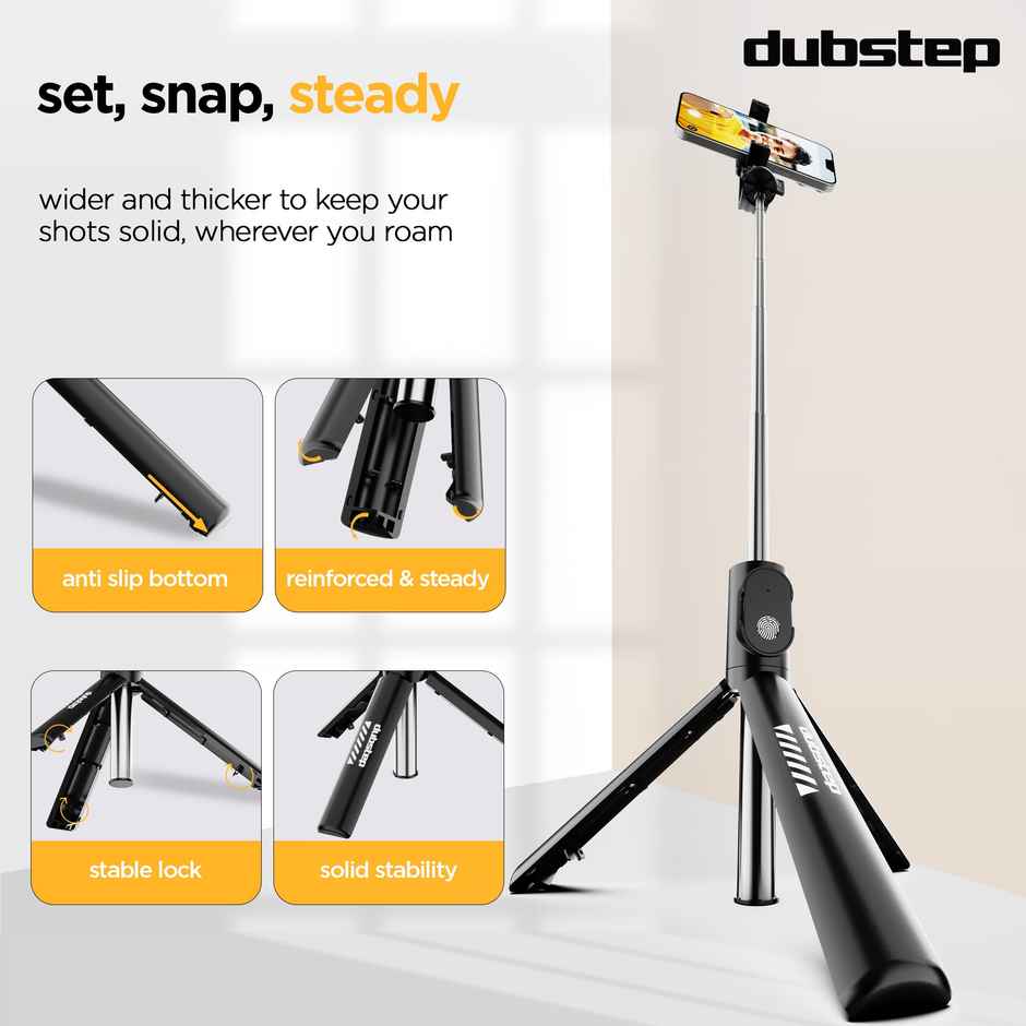 Dubstep Flickstick Lit Smart Selfie Stick (with 360 Degree Rotation, Black)
