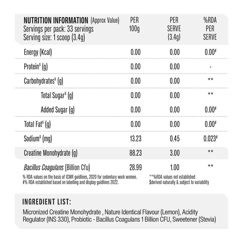 SuperYou Pro Micronised Creatine Monohydrate | 33 Servings | Zesty Lemon