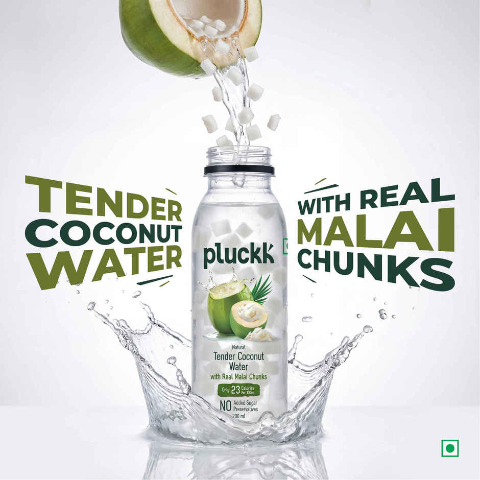 Pluckk Natural Tender Coconut Water With Real Malai Chunks|Hydration With Potassium & Electrolytes