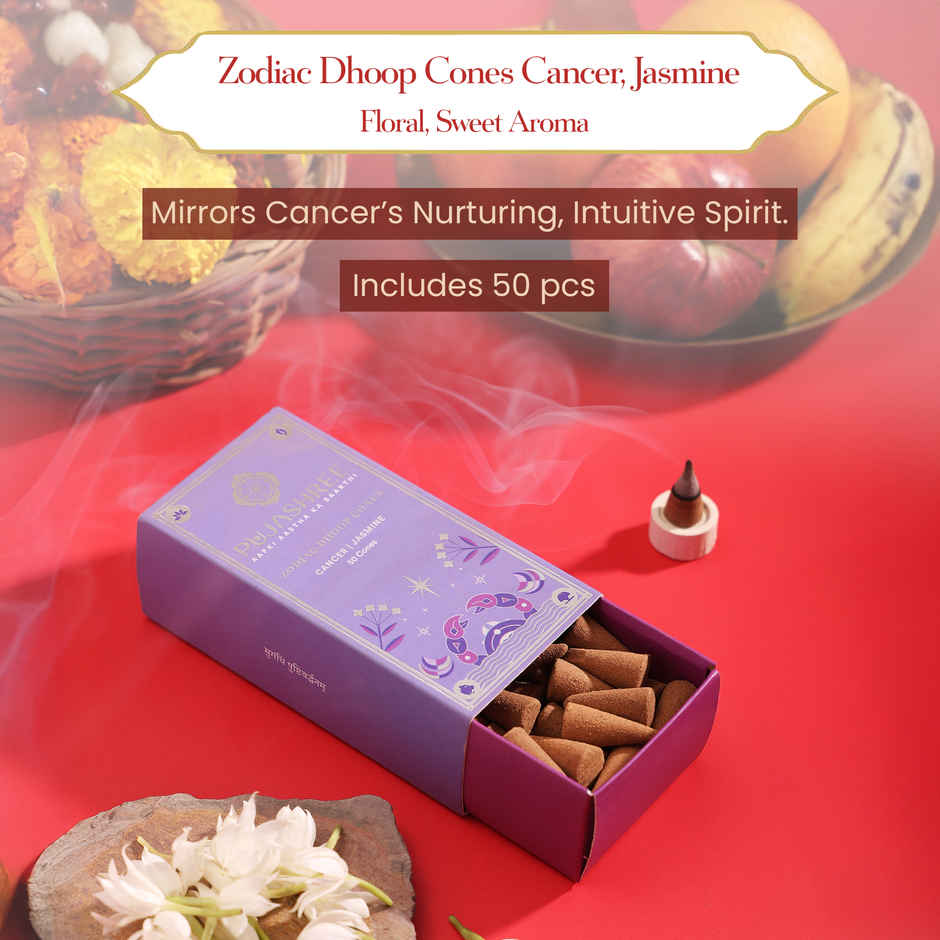 Pujashree Zodiac Dhoop Cones | Cancer - Jasmine