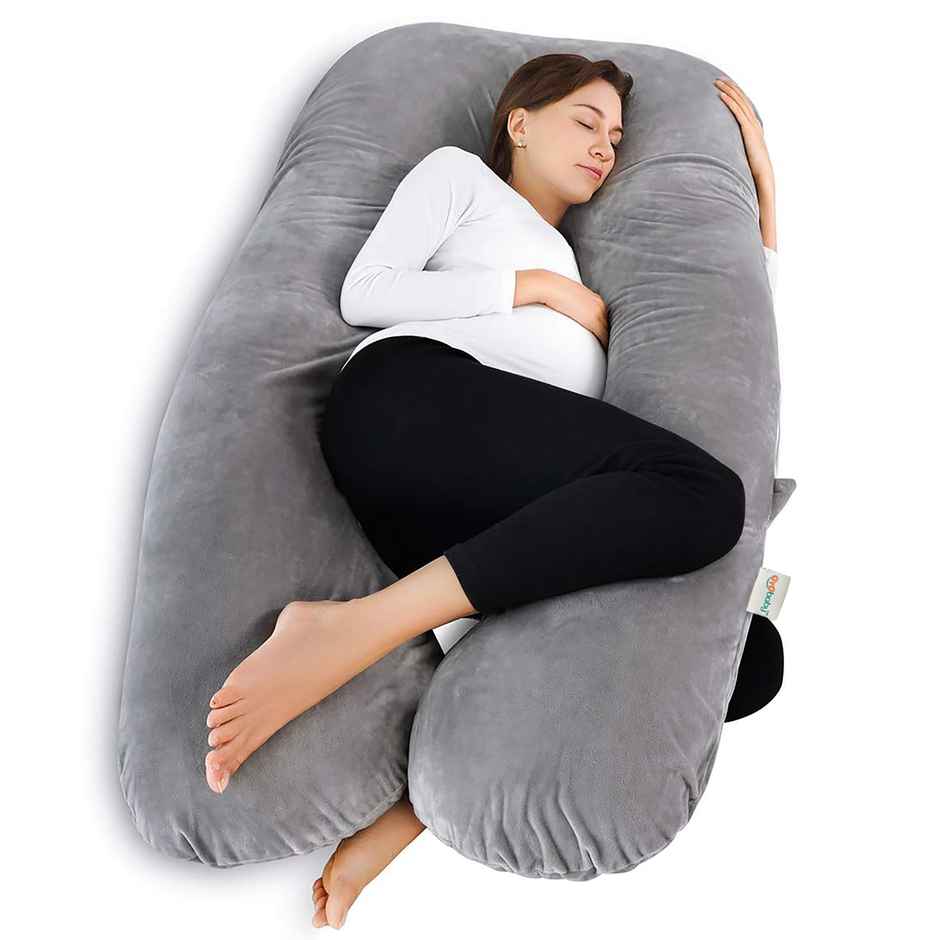 Oyo Baby Pregnancy Pillows, U Shaped Back Pain Relief & Belly Support Grey