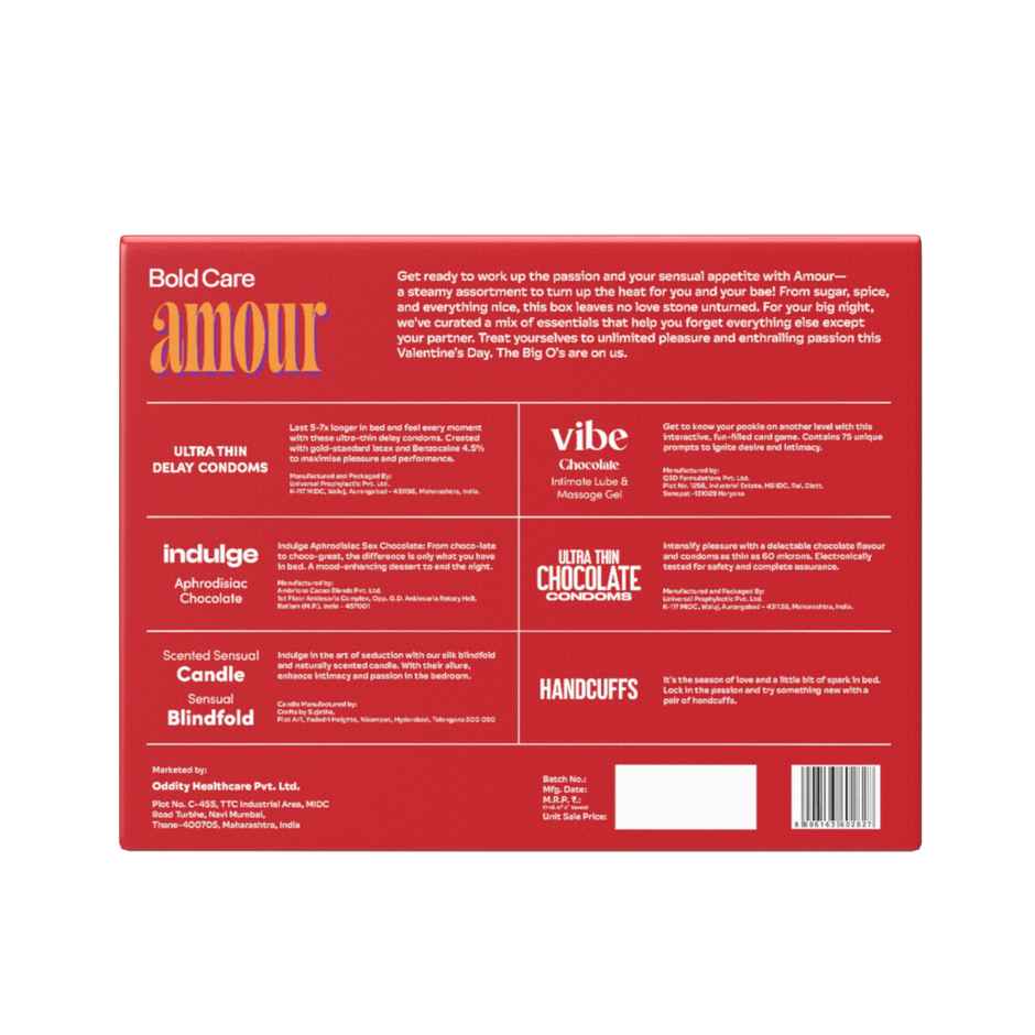 Bold Care Amour Valentine Gift Kit - Sex Chocolate|Hand Cuff|Condoms|Lube |Blindfold|Candles