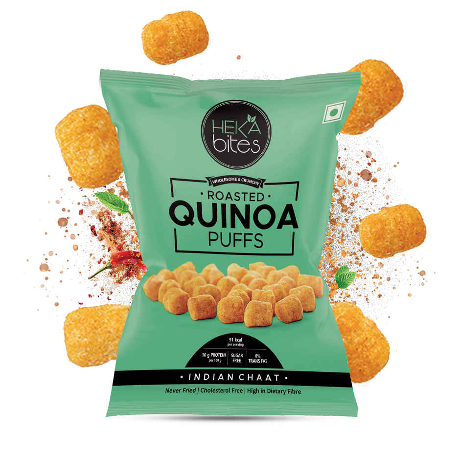 Heka Bites Roasted Quinoa Puffs Indian Chaat | Low Calorie & Healthy Snacks