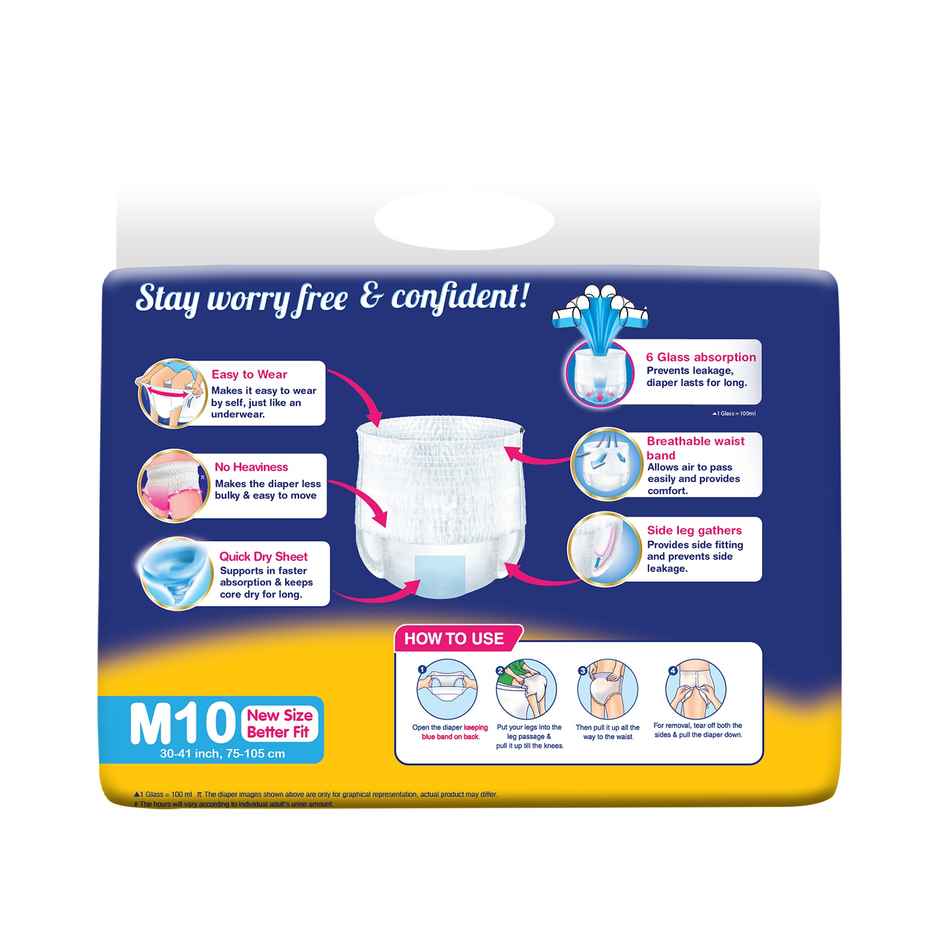 Lifree Super Extra Absorb Adult Diaper Pants Unisex | Waist (30-41 Inches) - M