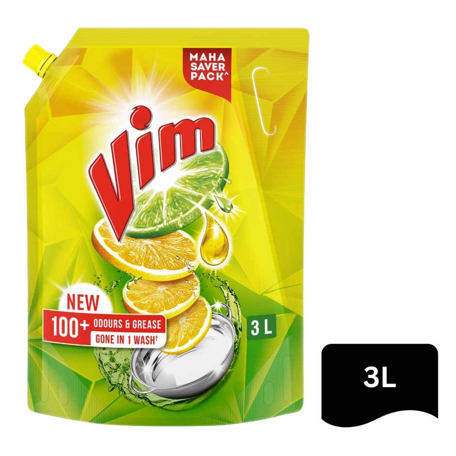 Vim Dishwash Liquid | Removes 100+ Odours & Grease In 1 Wash (3.2l) & Vim French Lavender With Sage Floor Cleaner (500ml) Combo