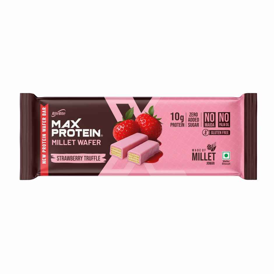 RiteBite Max Protein Strawberry Truffle 10g Protein Millet Wafer Bar