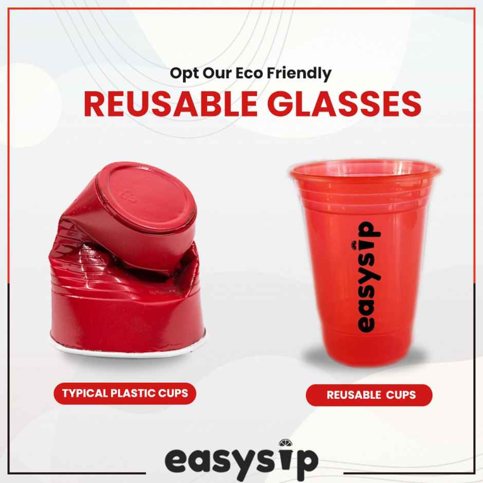 Easysip Beer Pong Set | Party Reusable Glasses and Balls | Red & Blue