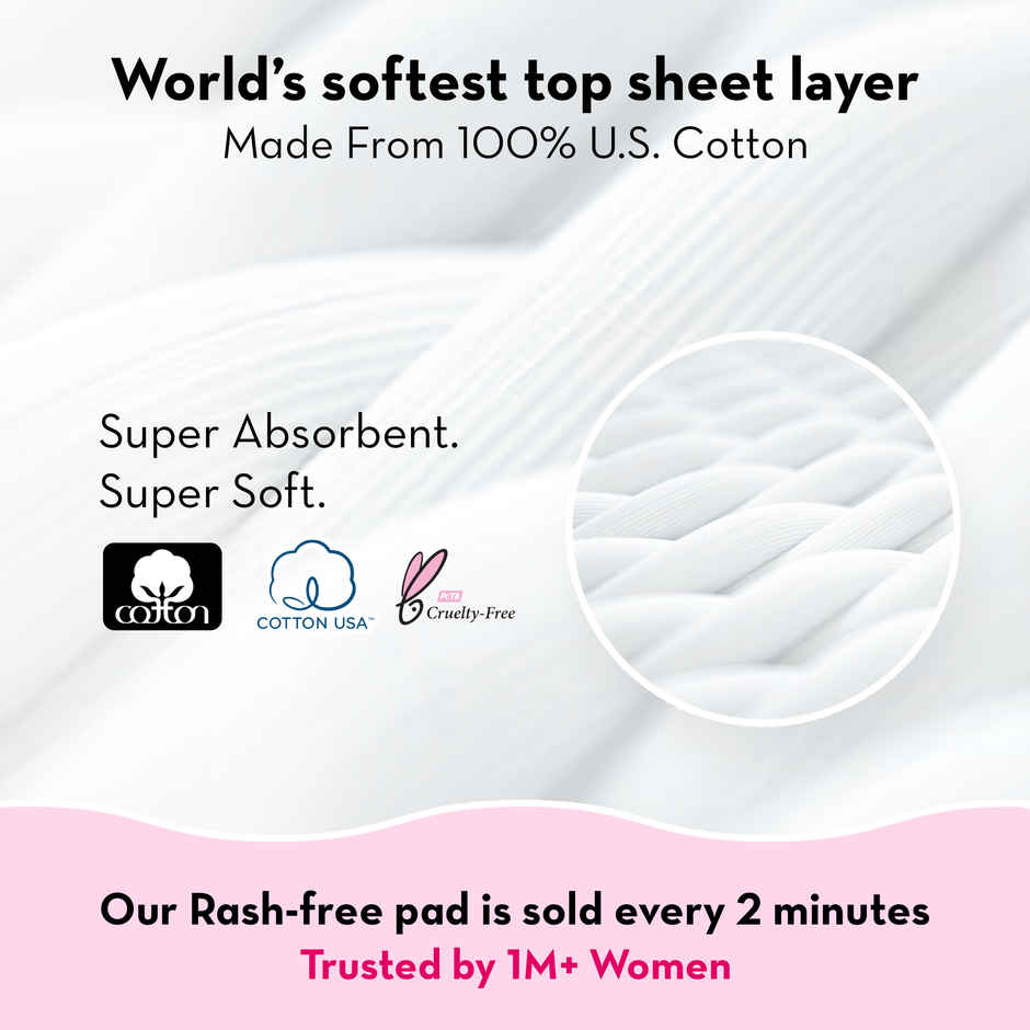 Plush Sanitary Pads Curated - (30pc) & 100% Pure US Cotton Panty Liners 150 Mm(20pc) Combo