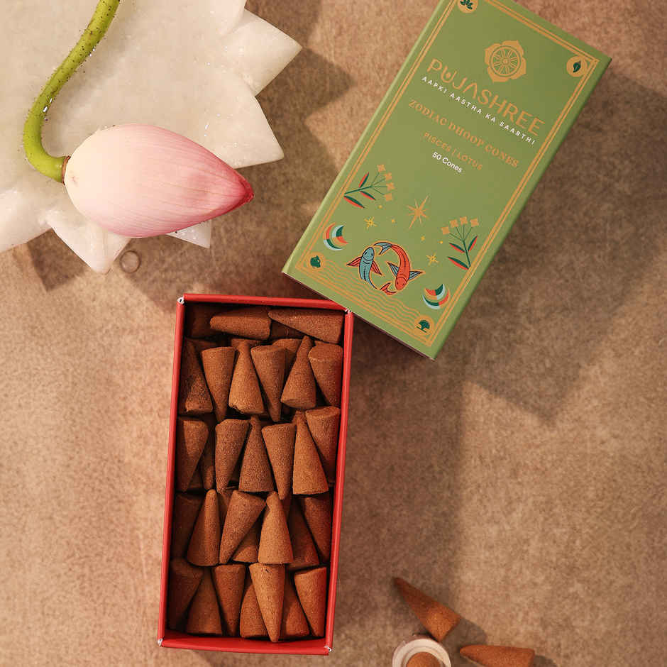 Pujashree Zodiac Dhoop Cones | Pisces - Lotus