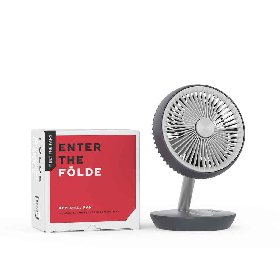 Nuuk FOLDE USB Portable Fan (v1), 127mm, 3 Blade, BLDC Motor, Rechargeable Serene Grey