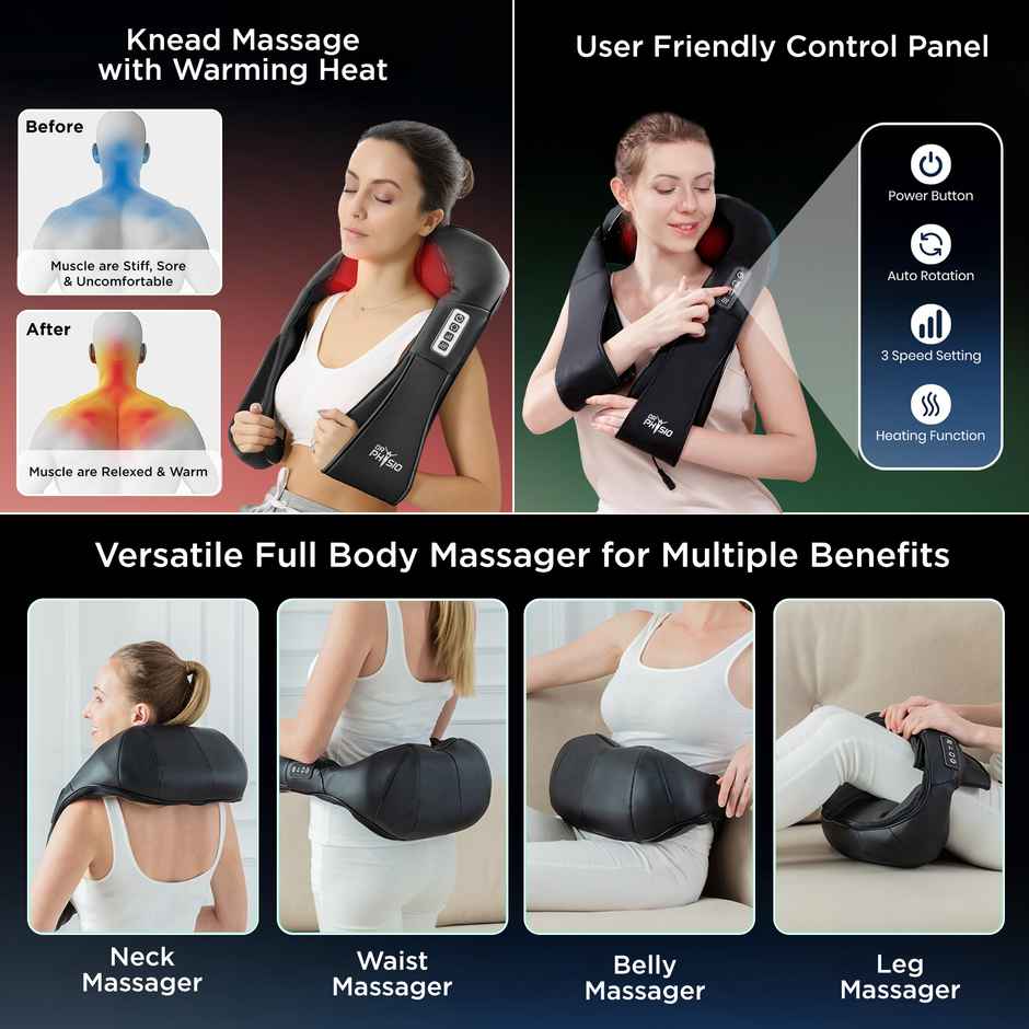 Dr Physio (Usa) Electric Heat Shiatsu Massager Machine For Cervical Neck Shoulder &Back Pain Relief