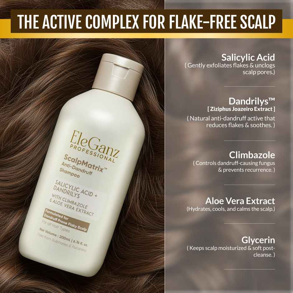 EleGanz Professional ScalpMatrix Anti-Dandruff Shampoo | Salicylic Acid + Dandrilys