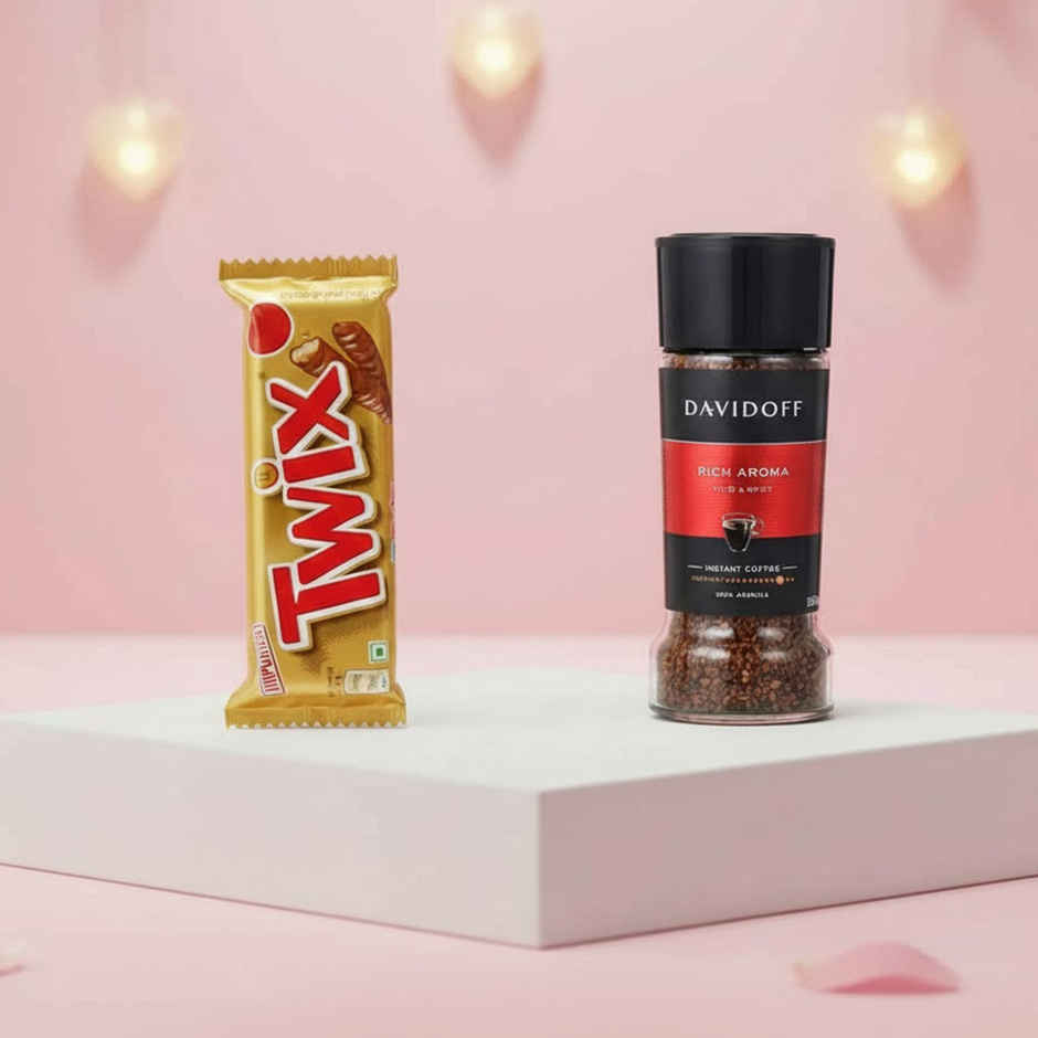 Twix Crunchy Cookie Rich Milk Chocolate Bar With Goodness Of Wafer (50g) & Davidoff Rich Aroma Instant Coffee  (100g) Combo