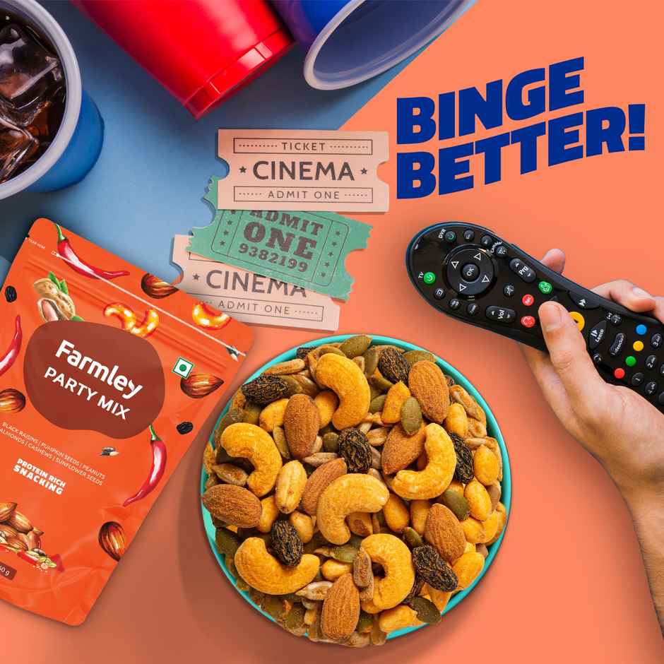 Farmley Party Mix Snacks Mix Dry Fruits - Almonds, Cashew, Peanuts, Sunflower Seeds & More