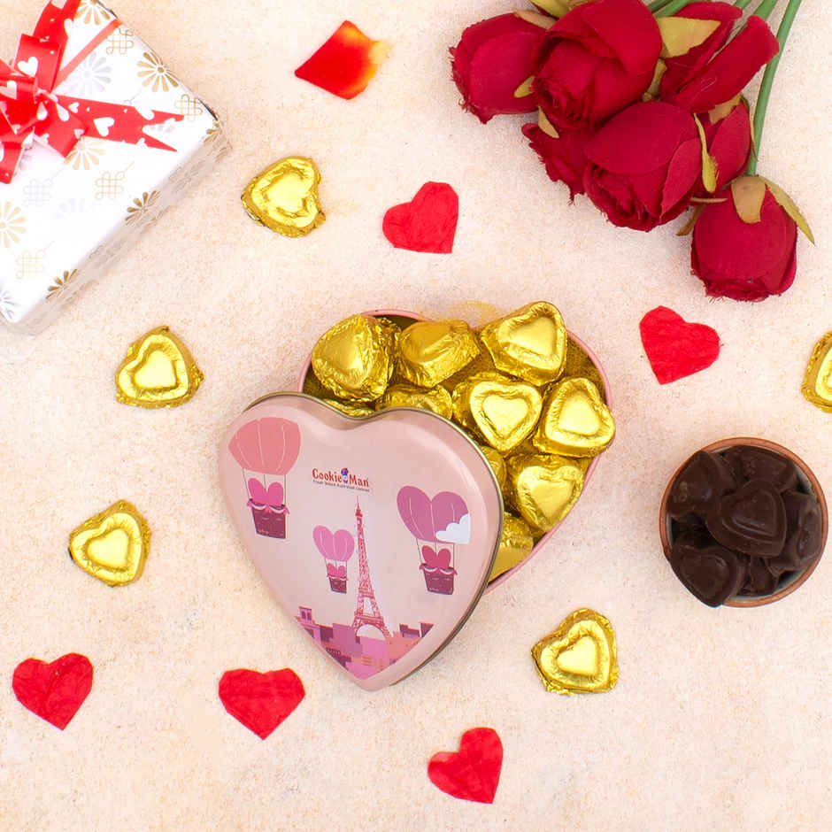 Cookie Man Premium Heart Shaped Chocolates Gift Tin