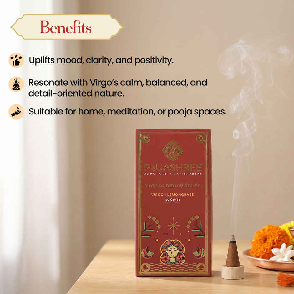 Pujashree Zodiac Dhoop Cones | Virgo - Lemongrass