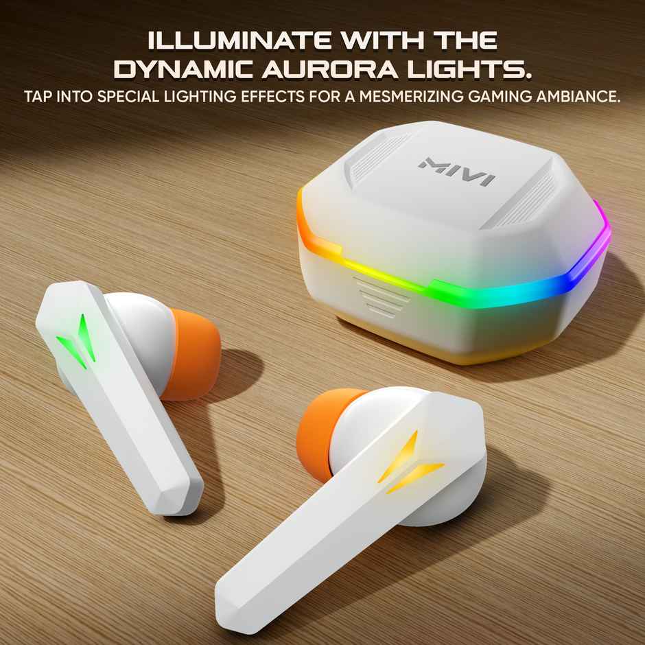Mivi Commando X7, 35Ms Low Latency, 13Mm Bass, 50H Playtime, Dual Mic Ai ENC, Type-C, 5.3 Bluetooth - White