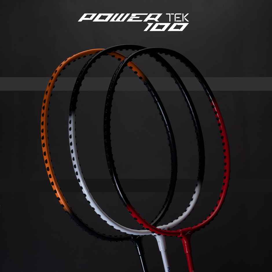 Hundred Powertek 100 | 2 Strung Badminton Rackets + 1 Full Cover + 3 pc Aura Nylon Shuttlecocks