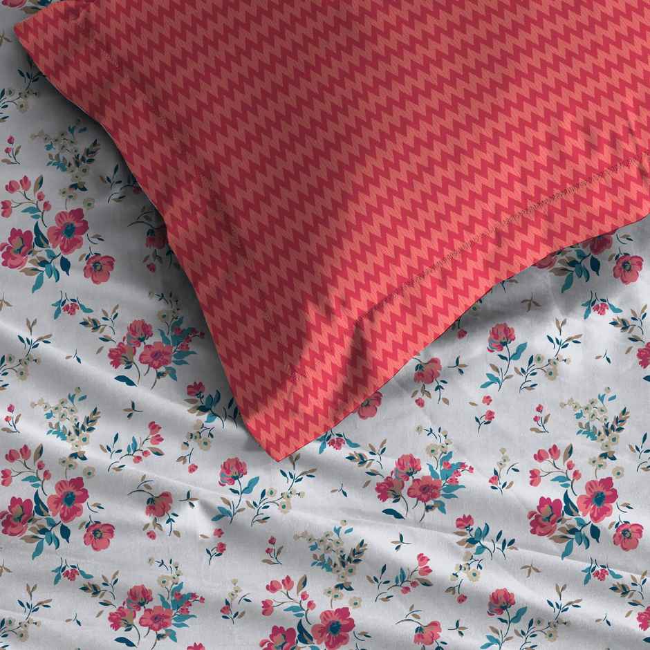 Mytrident Bedsheet Set | Queen Size Double Bed sheet set | 100% Cotton - Sunset Magenta