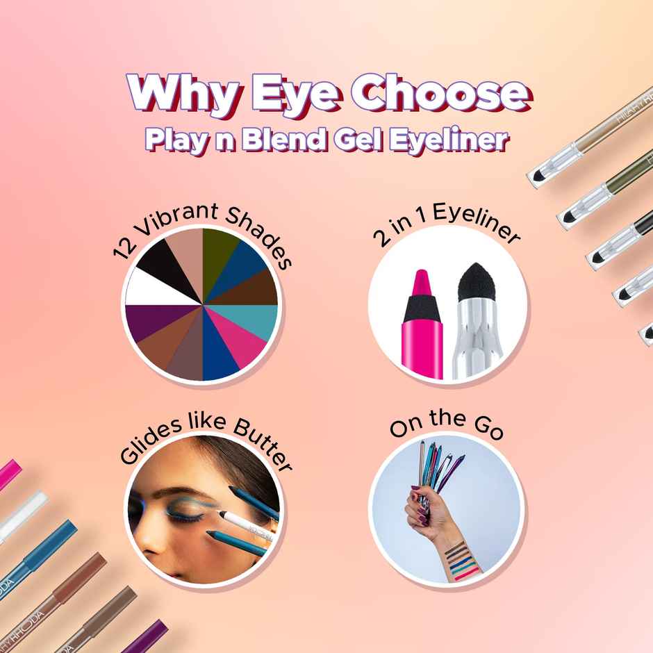 Hilary Rhoda Play n Blend Gel Eyeliner | One Stroke Application | Black - Shade 03