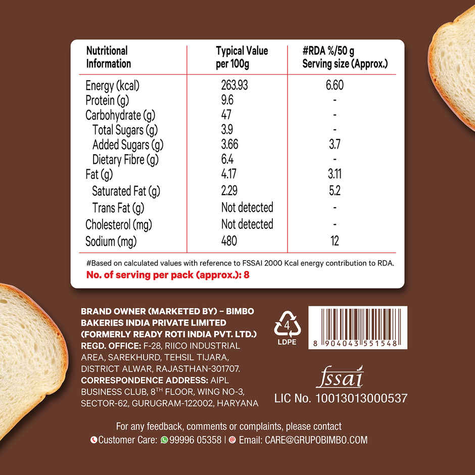 Modern Pure Whole Wheat Bread (Zero Maida, No trans fat)