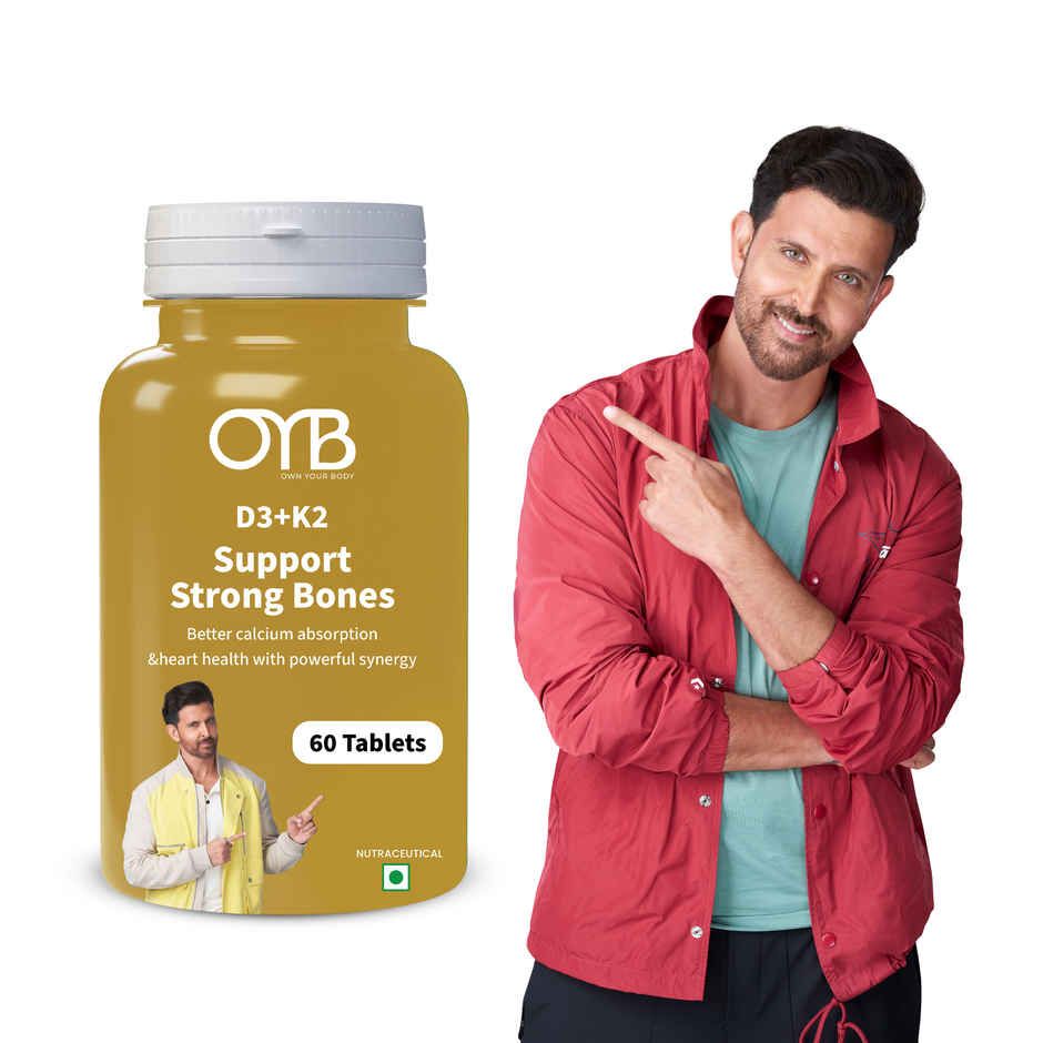 OYB D3 + K2 for Bone & Heart Health with D3, K2 MK-7 & Calcium | 60 Tablets | OYB D3 + K2