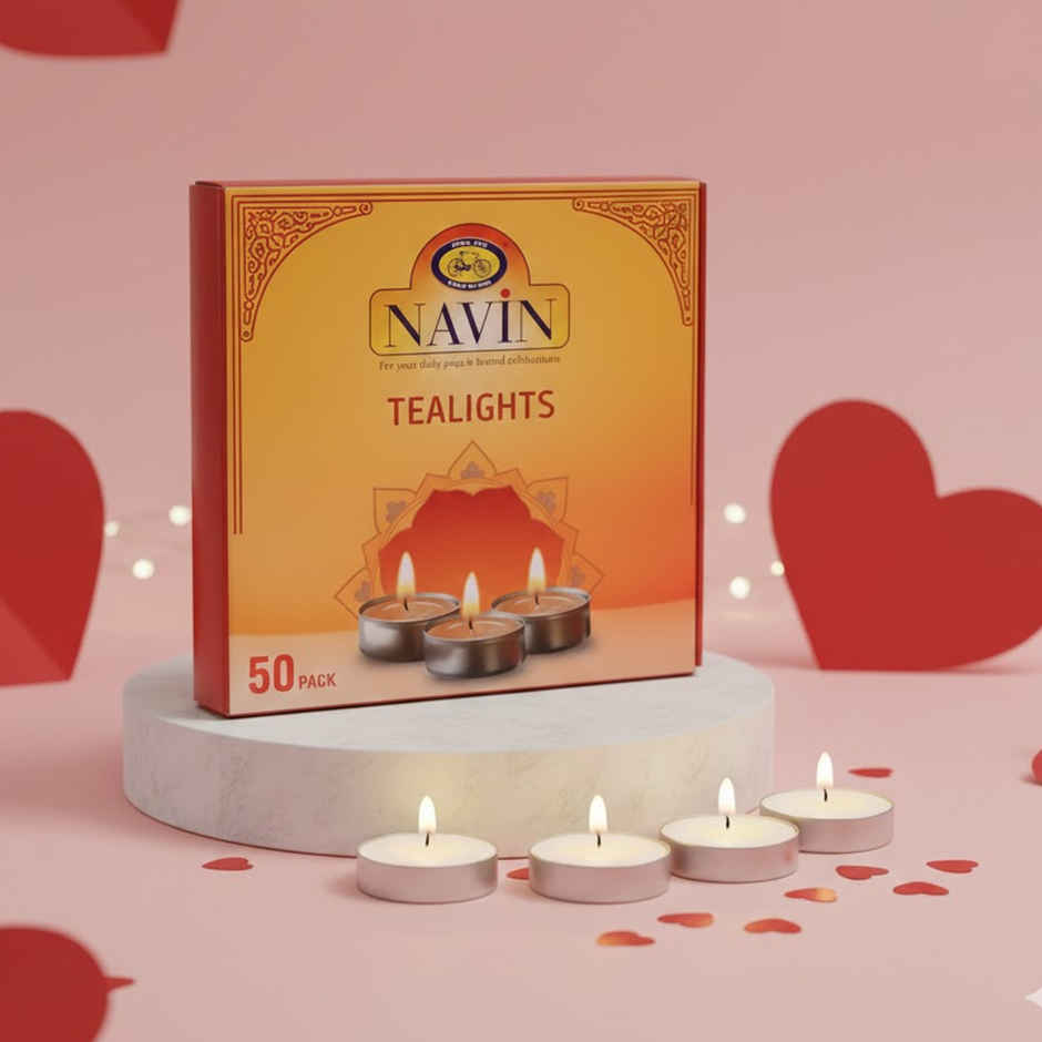 Navin Tealight Candles | Wax | Pack Of 50 | 6 g Each | Cycle