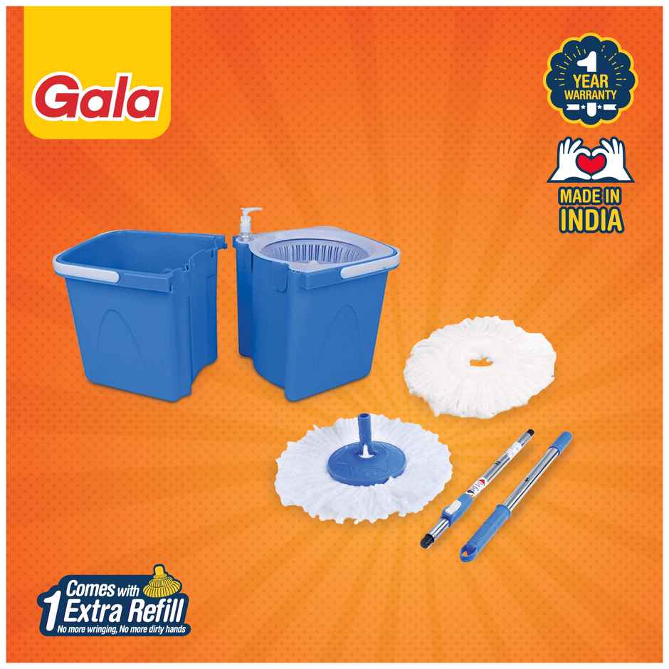 Gala Twin Bucket Spin Mop Floor Cleaning Mop with Separate Bucket for Clean & Dirty Water