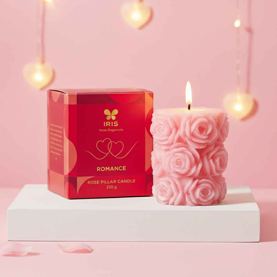 Whispering Rose Pillar Candle | Romance Fragrance | Burns up to 20 Hours | IRIS