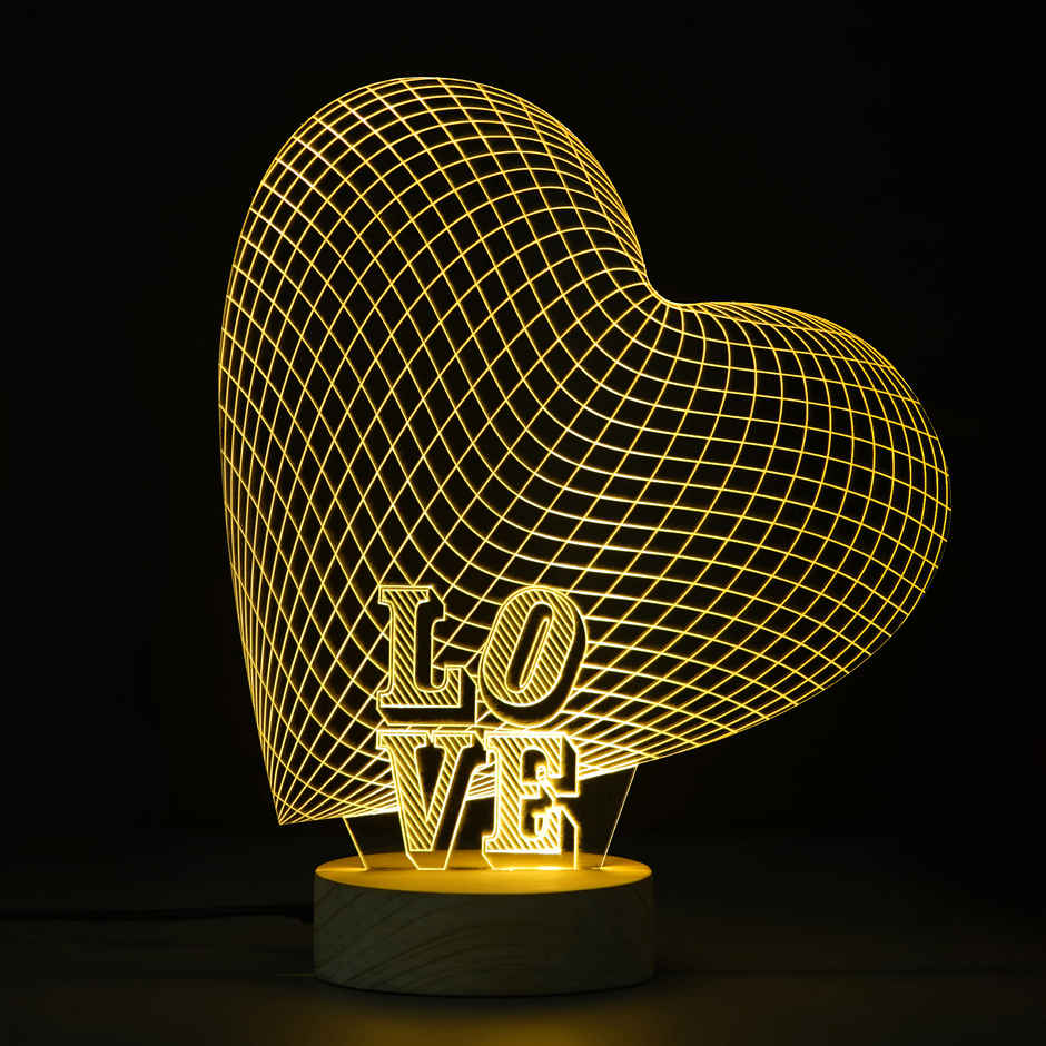 Heart Design Night Table Lamp Decorative Gift Set | eCraftIndia