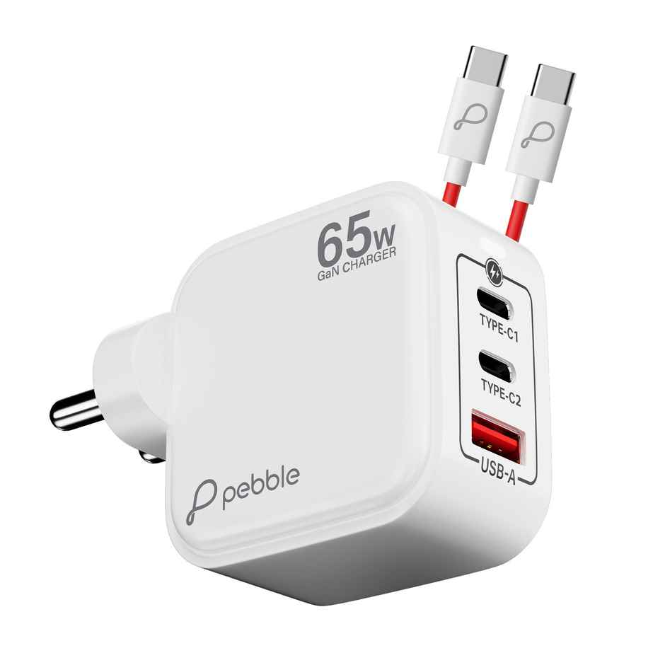 Pebble PWC121 65w 3 Ports 2 Type C | 1 USB Gan Charger