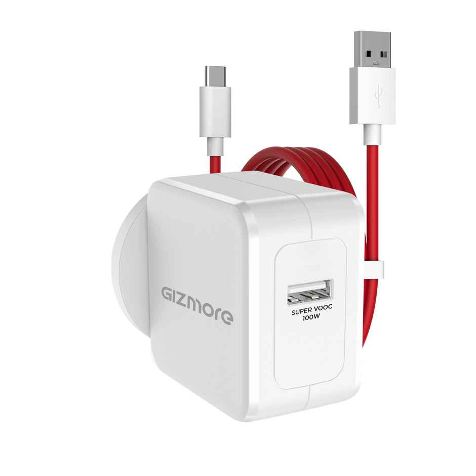 Gizmore 100W Super Vooc Usb Fast Charger Adapter With Type C Cable For All Smartphone