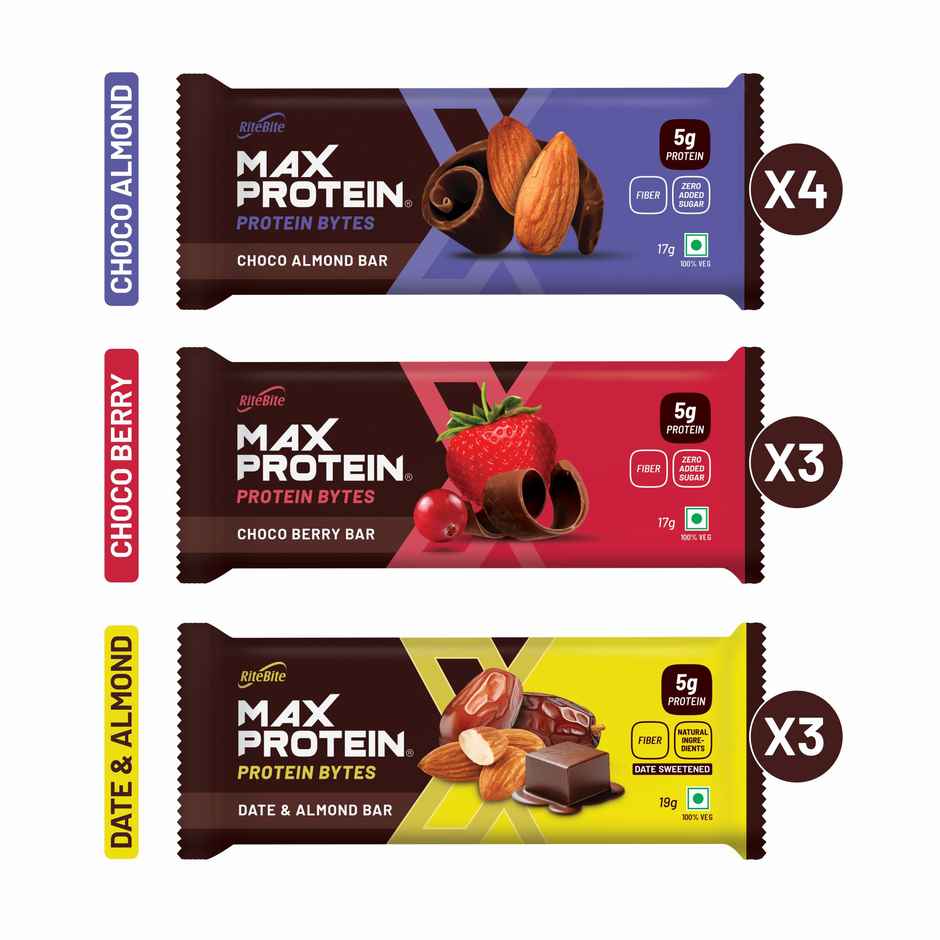 RiteBite Max Protein 5g Bytes Protein bar Assorted (Pack Of 10)