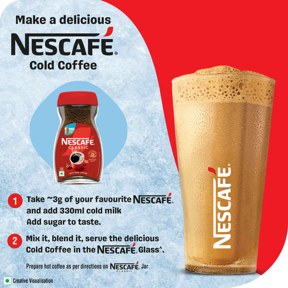 Nescafe Classic Instant Coffee Powder | Free Frosty Cafe Glass or Red Mug