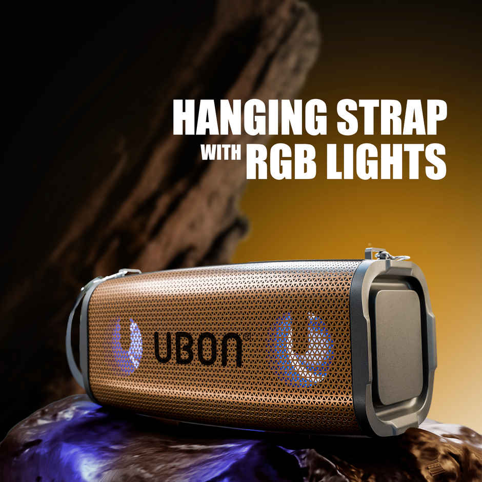UBON Shahenshah 20W Bluetooth Speaker with Upto 10 Hrs Playtime, 2000 mAh Battery, RGB lights, BT V5.3 (Gold)